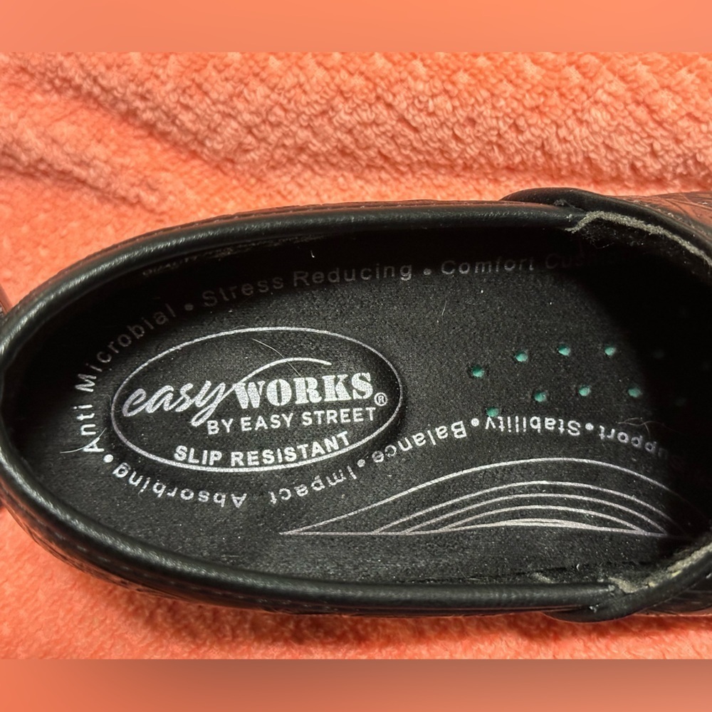 Easy Street Black Mules with Embossed Design - Picture 5 of 6
